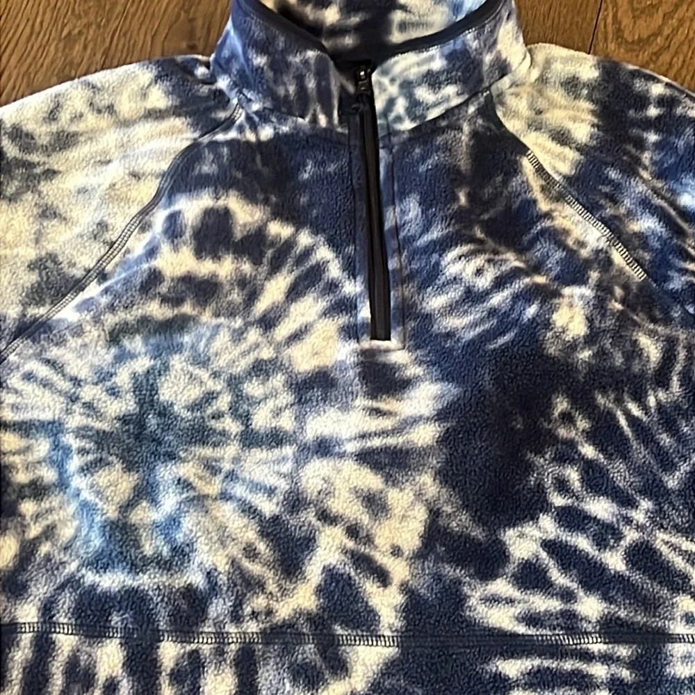 J.Crew Nordic Blue Tie Dye Polar Fleece Pullover Men’s Size Extra Large - Picture 2 of 8